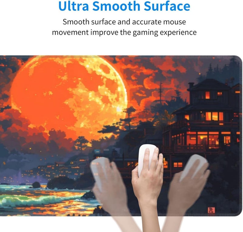 Brecoy Gaming Mouse Pad Desk Pad,Extended Big Mouse Pad,31.5x11.8 Inch Long Computer Keyboard Mouse Mat Mousepad with 3mm Non-Slip Base and Stitched Edge for Gaming and Office… (Oil Painting) - Image 4